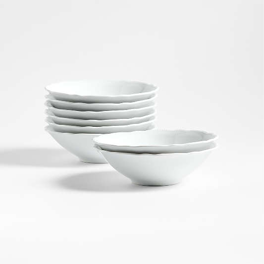 Loire White Porcelain Cereal Bowls, Set of 8