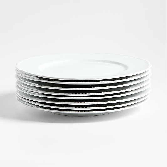 Loire White Porcelain Dinner Plates, Set of 8
