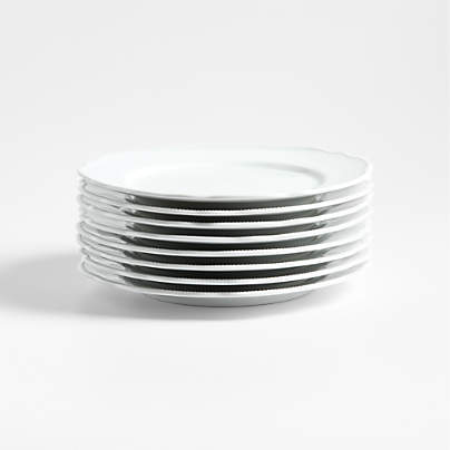 Loire White Porcelain Salad Plates, Set of 8