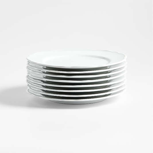 Loire White Porcelain Salad Plates, Set of 8