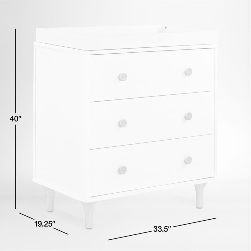 View Babyletto Lolly White & Natural Wood 3-Drawer Changing Dresser with Removable Changing Tray & Contour Changing Pad - image 2 of 10