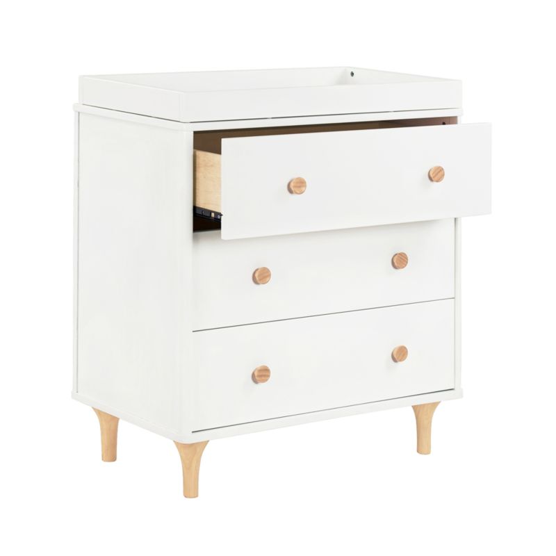 Babyletto Lolly White & Natural Wood 3-Drawer Changing Dresser with Removable Changing Tray & Contour Changing Pad - image 5 of 10