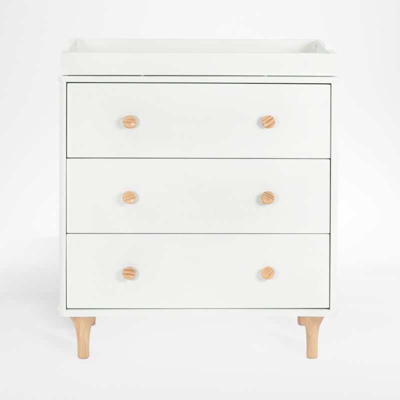 Babyletto Lolly White & Natural Wood 3-Drawer Changing Dresser with Removable Changing Tray & Contour Changing Pad - image 0 of 10