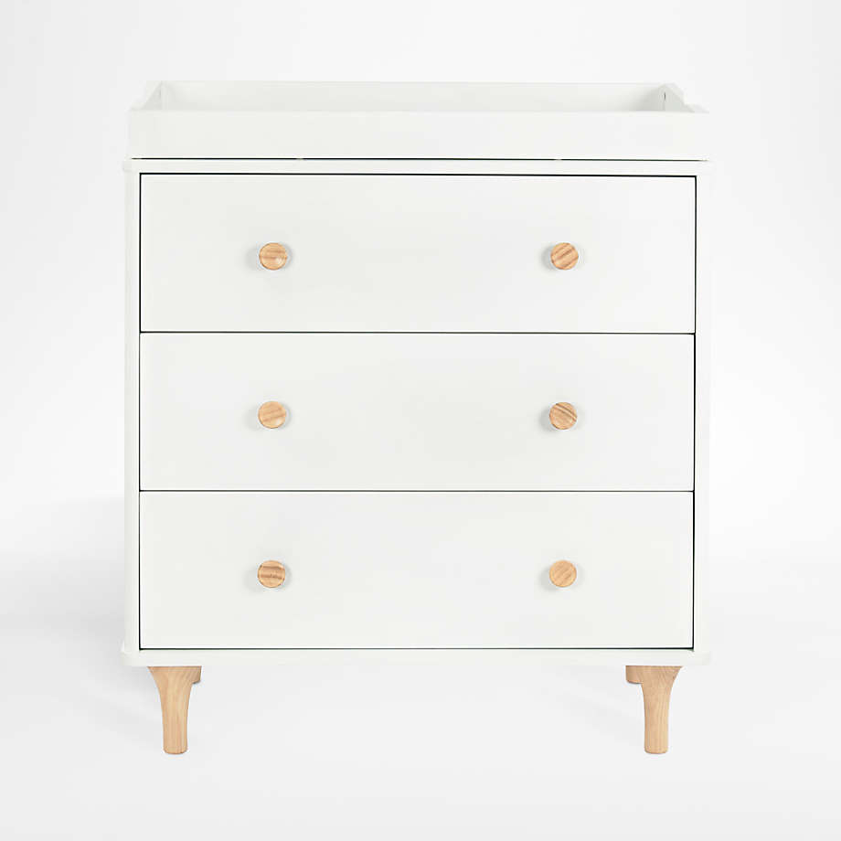 Babyletto Lolly White & Natural Wood 3-Drawer Changing Dresser with ...
