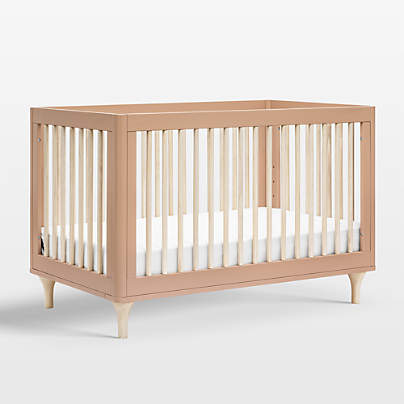 Babyletto Lolly Canyon Pink & Washed Natural Wood 3-in-1 Convertible Baby Crib with Toddler Bed Conversion Kit