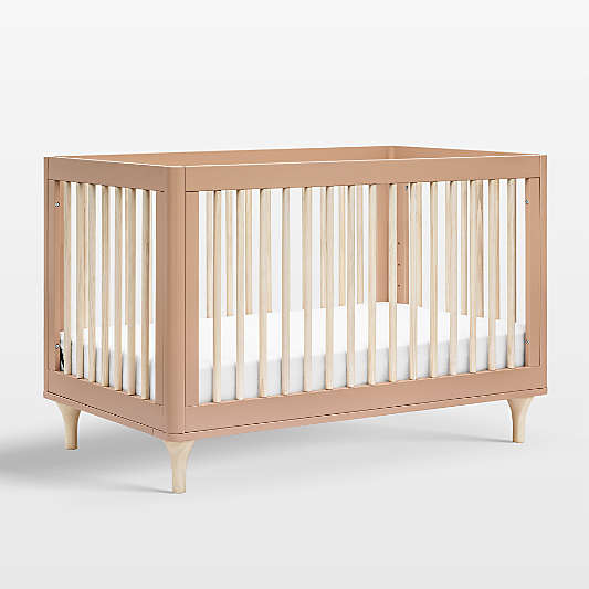 Babyletto Lolly Canyon Pink & Washed Natural Wood 3-in-1 Convertible Baby Crib with Toddler Bed Conversion Kit