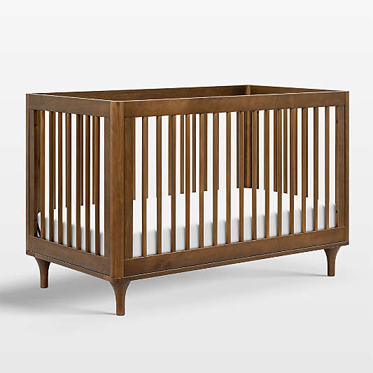 Babyletto Lolly Natural & Walnut Wood 3-in-1 Convertible Baby Crib with Toddler Bed Conversion Kit