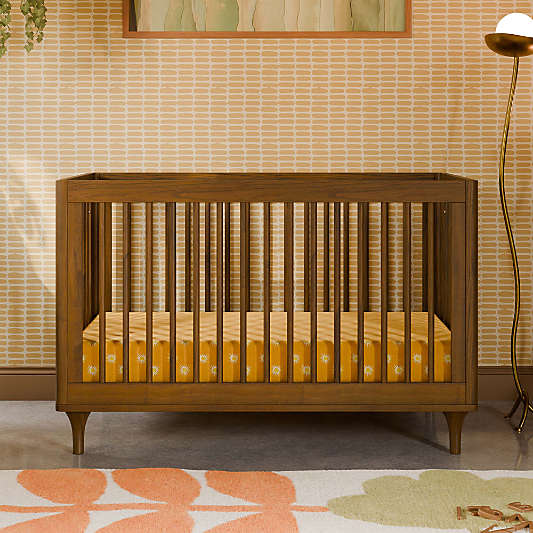 Babyletto Lolly Natural & Walnut Wood 3-in-1 Convertible Baby Crib with Toddler Bed Conversion Kit