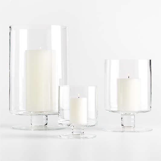 London Clear Glass Hurricane Candle Holders