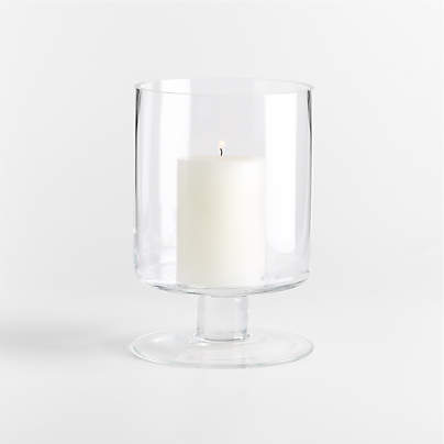 London Clear Glass Hurricane Candle Holder, Medium 9"