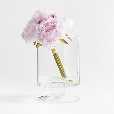 View Pink Peony Faux Floral Arrangement in London 9" Hurricane details