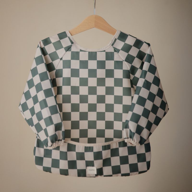 Mushie Olive Check Long Sleeve Bib - image 1 of 3