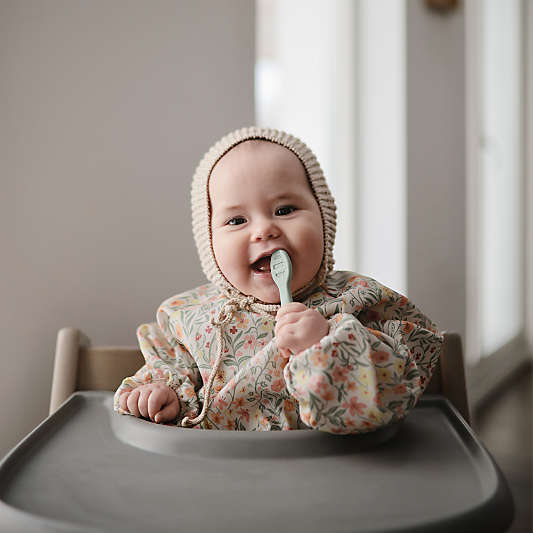 Mushie Pastel Blooms Long Sleeve Bib