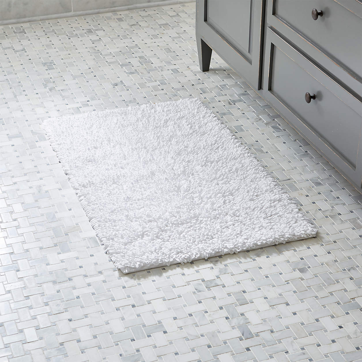 Loop White Bath Rug + Reviews Crate & Barrel
