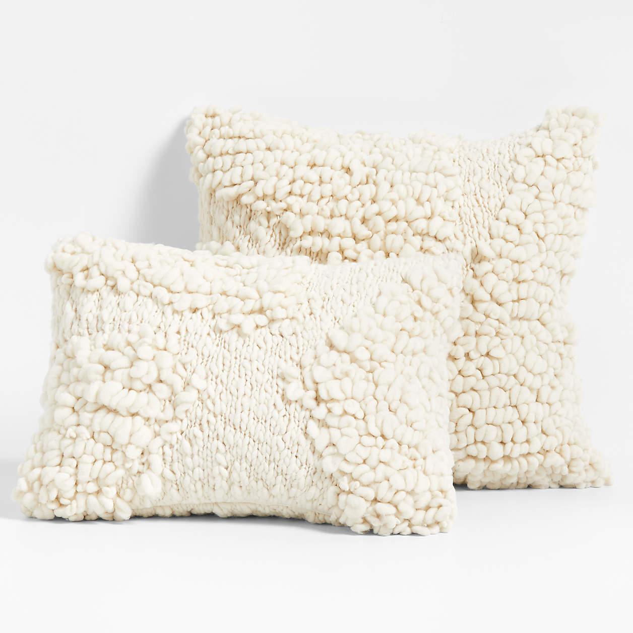 Ivory Looped Wool Throw Pillows Crate & Barrel