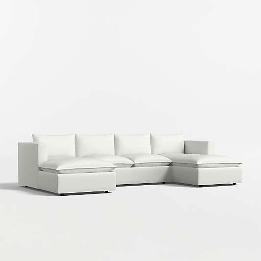 Lotus Modular 3-Piece U-Shaped Sectional Sofa with Double Chaise Lounge