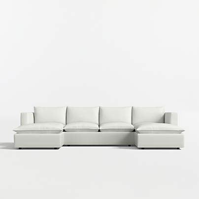 Lotus Modular 3-Piece U-Shaped Sectional Sofa with Double Chaise Lounge
