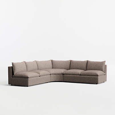 Lotus Modular 3-Piece L-Shaped Wedge Armless Sectional Sofa