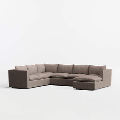 Lotus Modular 4-Piece L-Shaped Sectional Sofa with Chaise Lounge