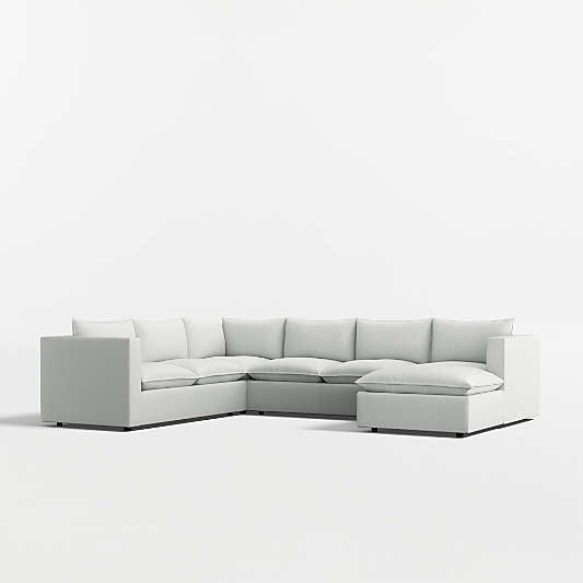 Lotus Modular 4-Piece L-Shaped Sectional Sofa with Chaise Lounge