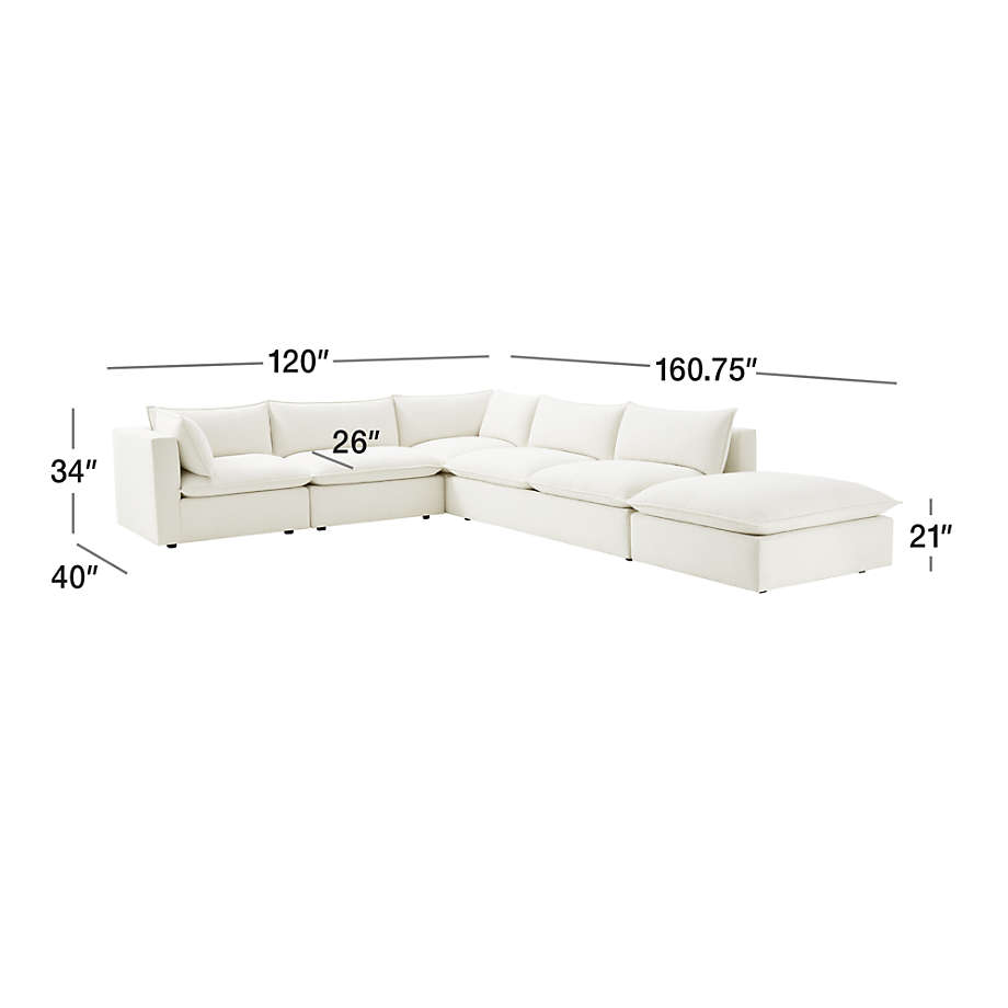 View Lotus Deep Modular 5-Piece Low Sectional - image 3 of 9