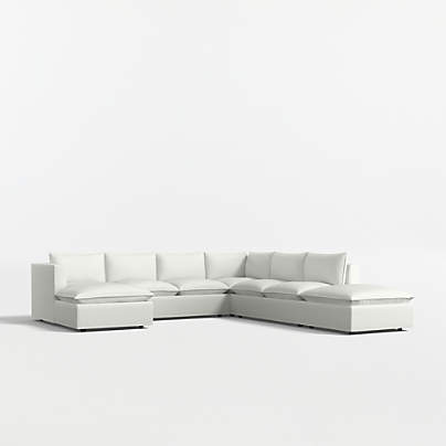 Lotus Modular 5-Piece L-Shaped Sectional Sofa with Double Ottoman