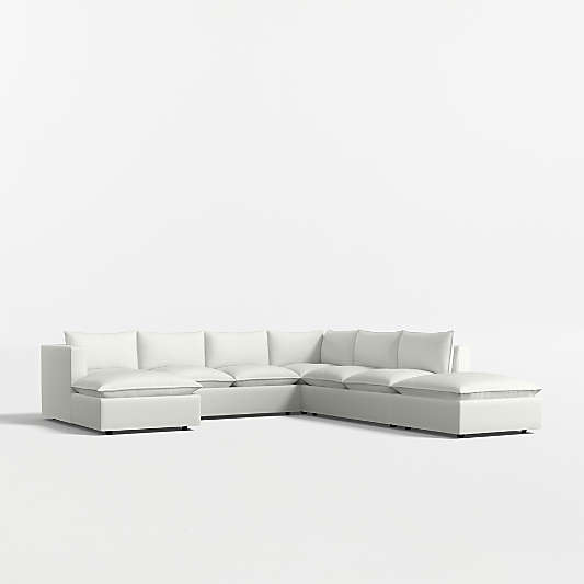 Lotus Modular 5-Piece L-Shaped Sectional Sofa with Double Ottoman