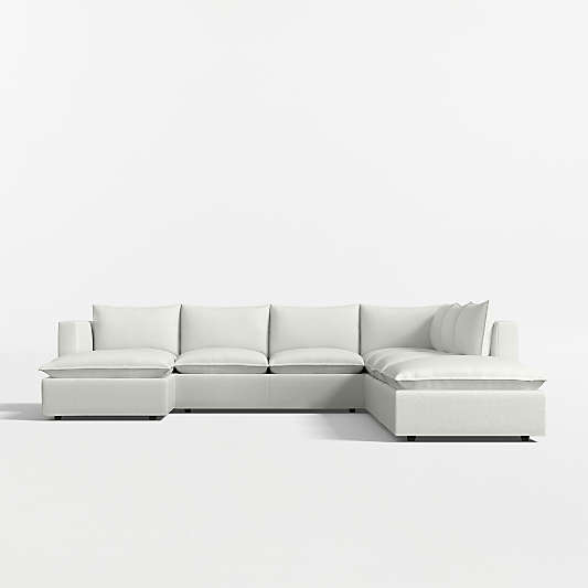 Lotus Modular 5-Piece L-Shaped Sectional Sofa with Double Ottoman