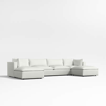 Lotus Modular 5-Piece U-Shaped Sectional Sofa with Double Ottoman