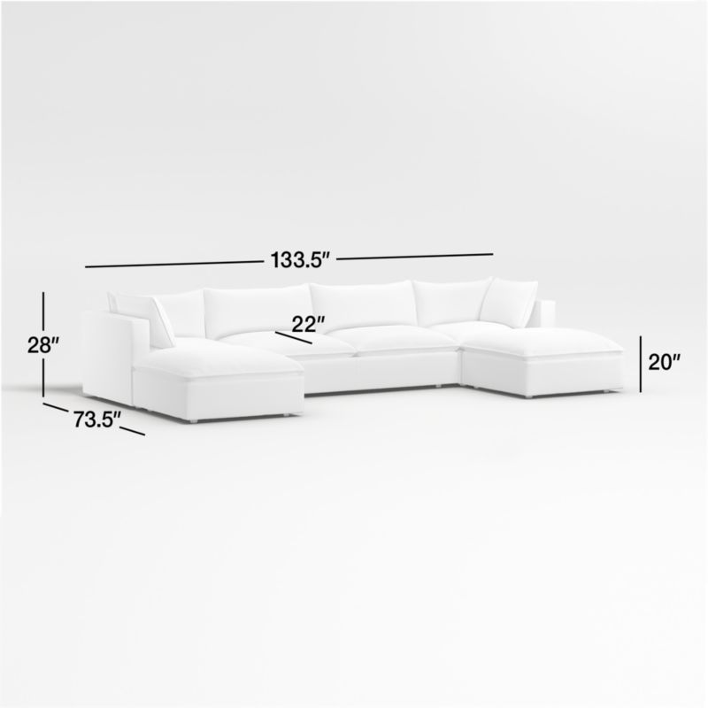 View Lotus Deep Modular 5-Piece Sectional Sofa with Ottomans - image 2 of 7