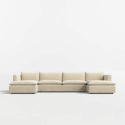Lotus Deep Modular 3-Piece U-Shaped Sectional Sofa with Double Chaise Lounge