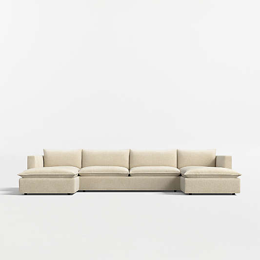 Lotus Deep Modular 3-Piece U-Shaped Sectional Sofa with Double Chaise Lounge