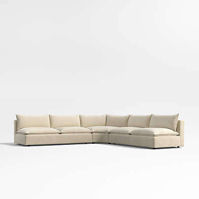 Lotus Deep Modular 3-Piece L-Shaped Wedge Armless Sectional Sofa