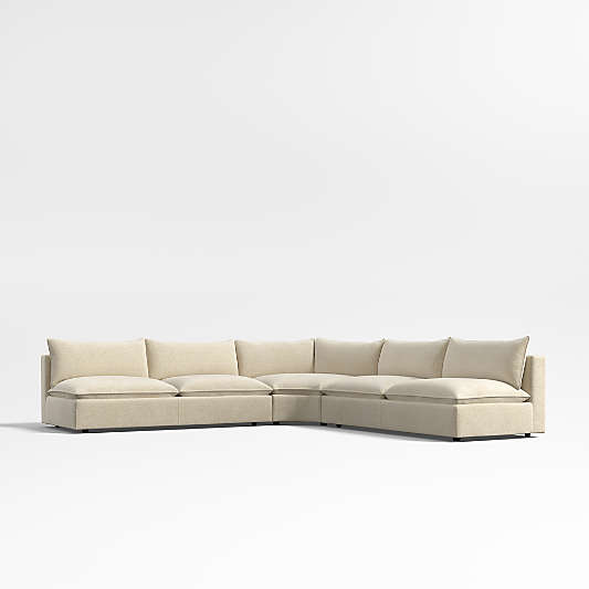 Lotus Deep Modular 3-Piece L-Shaped Wedge Armless Sectional Sofa