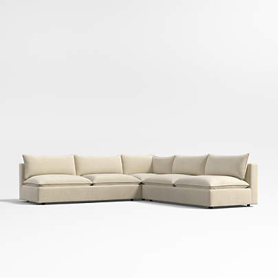 Lotus Deep Modular 3-Piece L-Shaped Armless Sectional Sofa