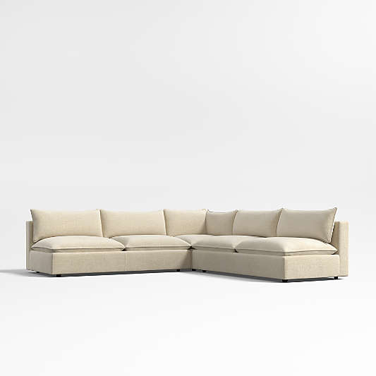 Lotus Deep Modular 3-Piece L-Shaped Armless Sectional Sofa