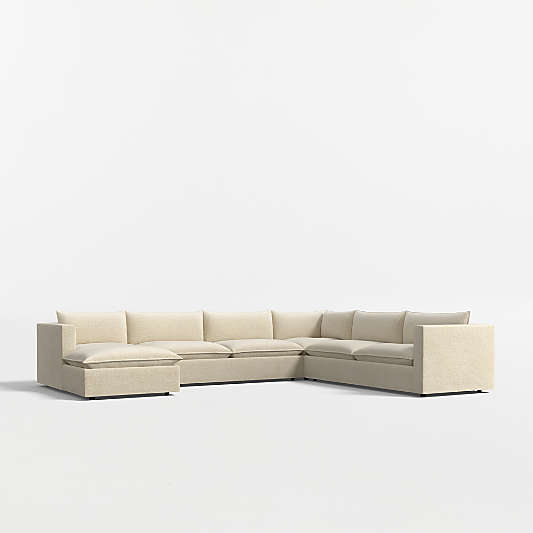 Lotus Deep Modular 4-Piece L-Shaped Sectional Sofa with Chaise Lounge