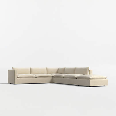 Lotus Deep Modular 4-Piece L-Shaped Sectional Sofa with Ottoman