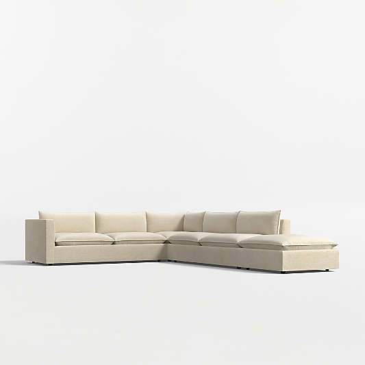 Lotus Deep Modular 4-Piece L-Shaped Sectional Sofa with Ottoman