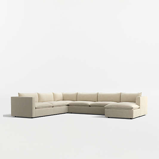 Lotus Deep Modular 4-Piece L-Shaped Sectional Sofa with Chaise Lounge