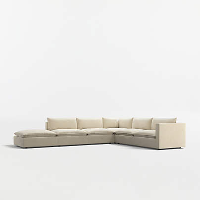 Lotus Deep Modular 4-Piece L-Shaped Sectional Sofa with Ottoman