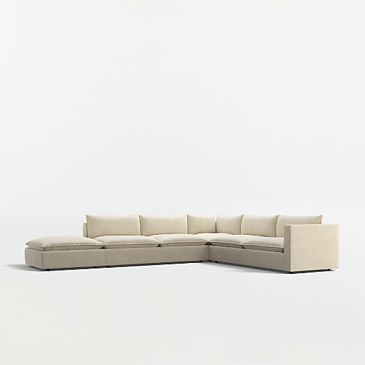 Lotus Deep Modular 4-Piece L-Shaped Sectional Sofa with Ottoman