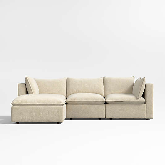 Lotus Deep Modular 4-Piece Reversible Sectional Sofa with Ottoman