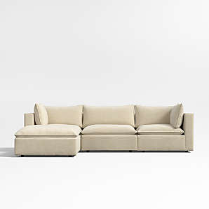 Lotus Deep Modular 4 Piece Reversible Sectional Sofa with Ottoman
