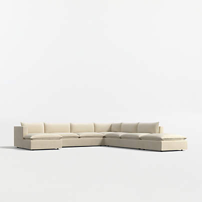 Lotus Deep Modular 5-Piece L-Shaped Sectional Sofa with Ottoman