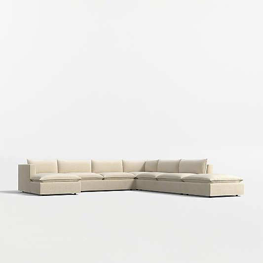 Lotus Deep Modular 5-Piece L-Shaped Sectional Sofa with Ottoman