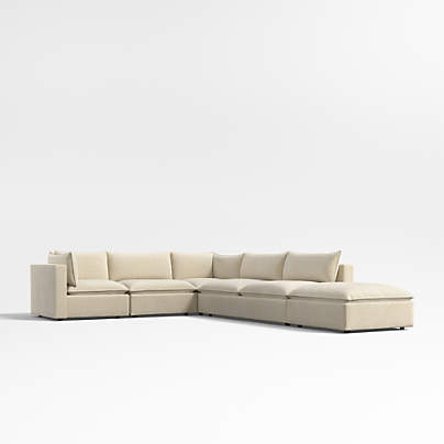 Lotus Deep Modular 5-Piece L-Shaped Sectional Sofa with Ottoman