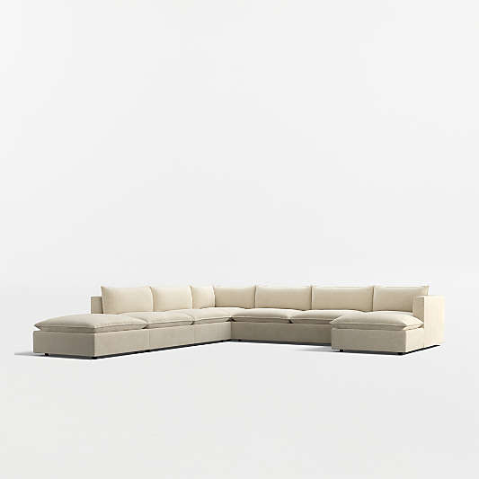 Lotus Deep Modular 5-Piece U-Shaped Sectional Sofa with Ottoman