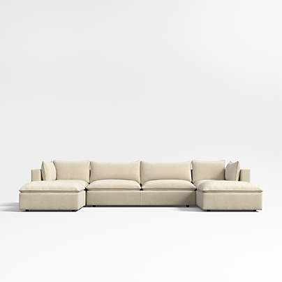 Lotus Deep Modular 5-Piece U-Shaped Sectional Sofa with Double Ottoman