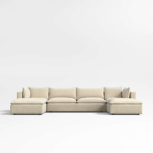 Lotus Deep Modular 5-Piece U-Shaped Sectional Sofa with Double Ottoman